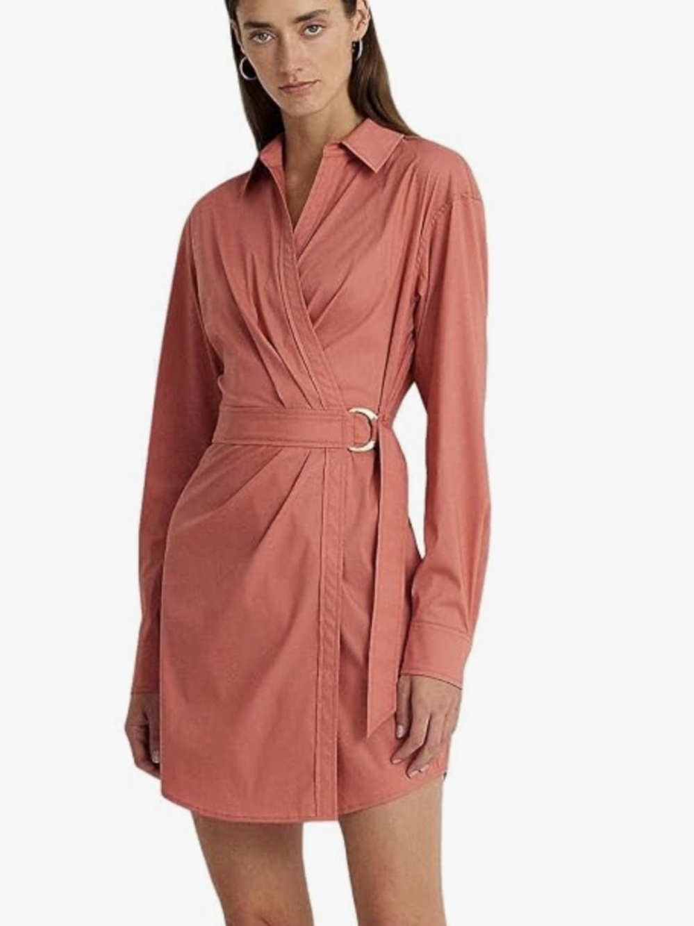 Lauren Ralph Lauren Stretch-Cotton Blend Wrap Shirtdress Women’s Sz 18 - Picture 1 of 12